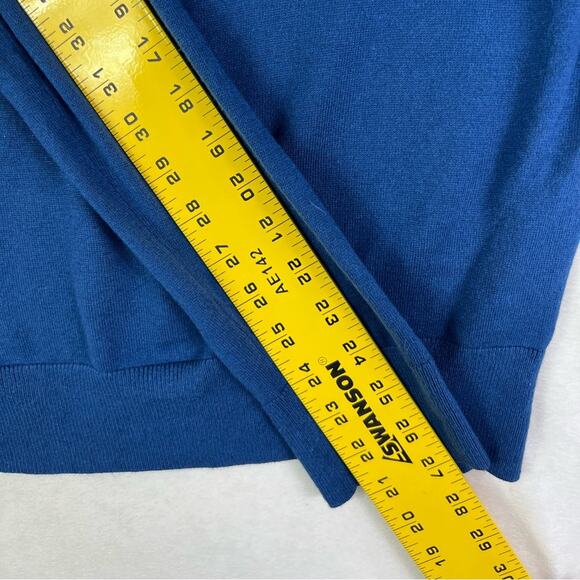 Banana Republic Sweater Mens M Blue Luxury Blend Silk Cotton Cashmere V-neck - Picture 6 of 12